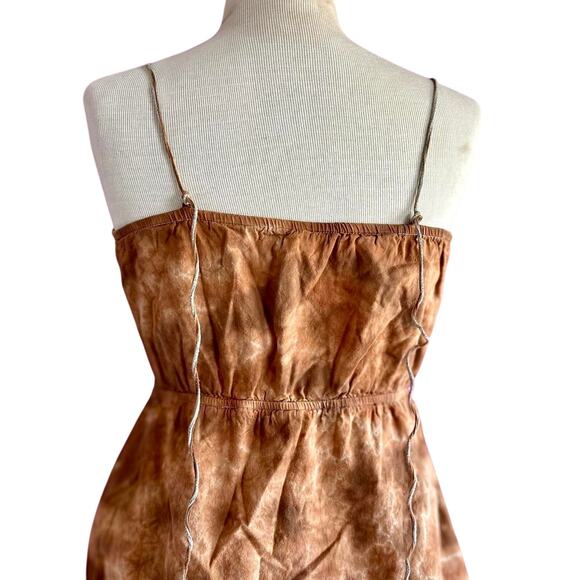 Womens Dress Size 6 Brown Tie Dye Ruffle Hippie Boho Festival Beachy Vacation - Picture 3 of 8